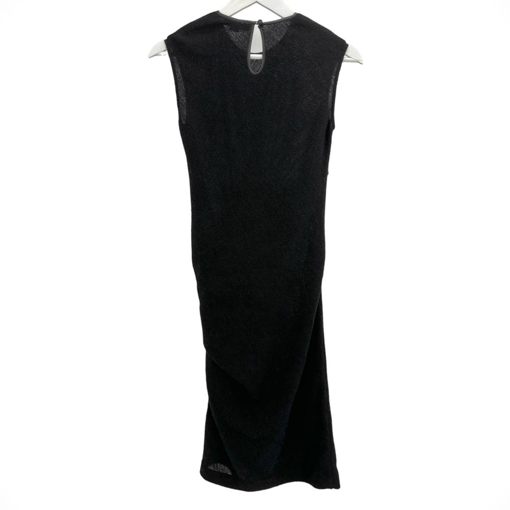Alexander Wang Black Wool‎ Sleeveless Crossover Ruched Midi Dress Size 2 - Picture 5 of 8